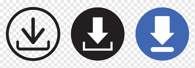 Download icon vector illustration, isolated download icon in trendy flat style, download sign vector, Download button. Download vector icons. Upload symbol collection. Black, Blue Color icon set.EPS10