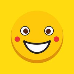 Happy yellow smiley face with red cheeks and big smile