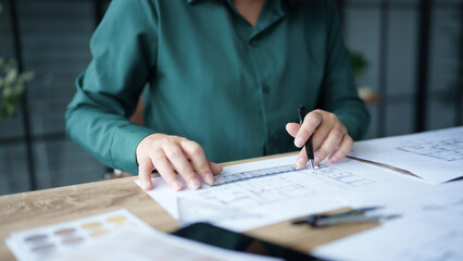 Architecture drawing on architectural Creative project business architecture building construction&nbsp;Industrial engineering