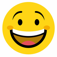 Joyful yellow emoji with wide grin and rosy cheeks
