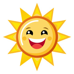 Happy cartoon sun with a big smile