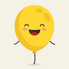 Happy yellow balloon character with arms and legs