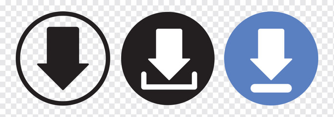Download icon vector illustration, isolated download icon in trendy flat style, download sign vector, Download button. Download vector icons. Upload symbol collection. Black, Blue Color icon set.EPS10