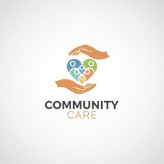 Fototapeta premium Abstract hands cradling a colorful heart-shaped design, symbolizing community support and welfare.