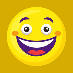 Joyful yellow smiley face with big grin and blushing cheeks