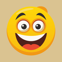 Joyful yellow smiley face with wide grin and big eyes