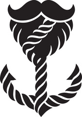No shave november anchor mustache black and white symbol