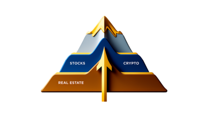 Investment Pyramid, Real Estate, Stocks, Crypto, Growth