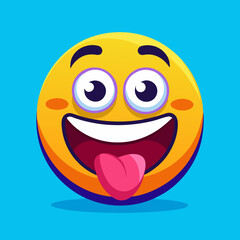 Joyful emoji with tongue out and wide smile