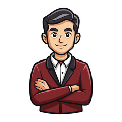 Confident Male Advocate Standing with Folded Arms, Professional Lawyer Vector Illustration Representing Justice, Law, Legal Expertise, and Authority