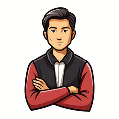 Confident Male Advocate Standing with Folded Arms, Professional Lawyer Vector Illustration Representing Justice, Law, Legal Expertise, and Authority