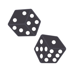 Dice on white background, for casino craps, table or board games, luck and random choice symbol from different sides view