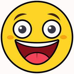 Excited and happy emoji with wide open mouth and big eyes
