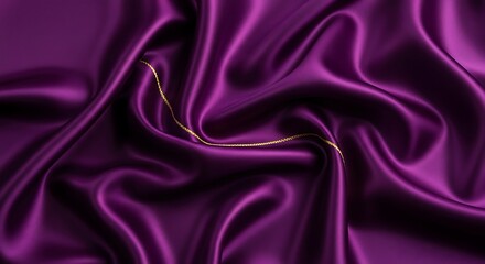 Obraz premium Luxurious purple silk fabric with delicate gold chain creating an elegant and opulent visual texture