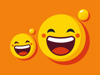 Two happy laughing emoticons on an orange background