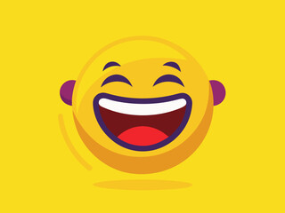 Joyful laughing emoji with wide open mouth and closed eyes