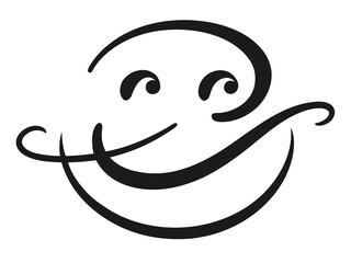 Elegant black calligraphy smiley face icon
