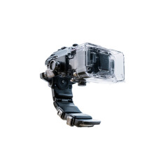 Naklejka premium Futuristic Transparent Camera Drone Close-up Render of Advanced Aerial Photography Device