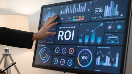 Roi return on investment analysis business data dashboard financial growth strategy and performance metrics