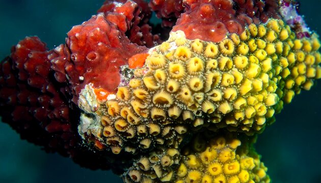 Close-up of vibrant coral-like marine sponge