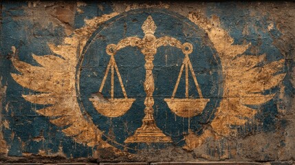 Signed legal agreement beneath justice emblem wall painting symbolizes fairness, ethical commitment, law process, compliance, contract enforcement, truth, structure, accountability, governance