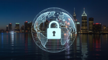 Global cybersecurity network protection internet safety data privacy and information security concept