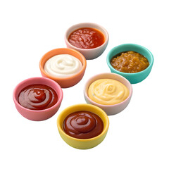 Assortment of Sauces in Colorful Bowls