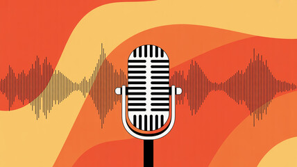Podcast studio microphone vector illustration for audio recording and broadcasting design concept