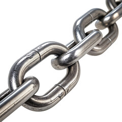 Obraz premium Close up of a heavy duty metal chain with thick links connected together isolated on transparent background