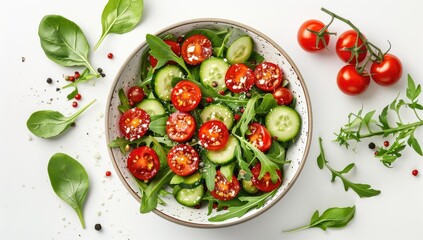 Fresh salad bowl with diced vegetables