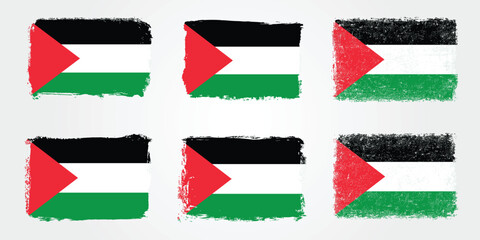 Grunge Brush Style Palestine Flag Set