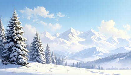 Obraz premium Snow-covered mountains in winter landscape nature photography scenic viewpoint tranquil environment