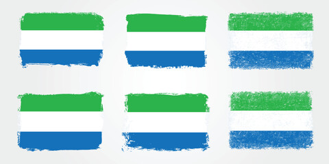 Sierra Leone Flag Brushstroke Variants