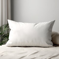 A close-up shot of a soft, fluffy white pillow resting on a bed