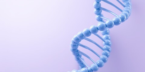 Blue DNA double helix structure on a soft purple background, symbolizing genetics, biology, and molecular science, showcasing intricate design and scientific innovation