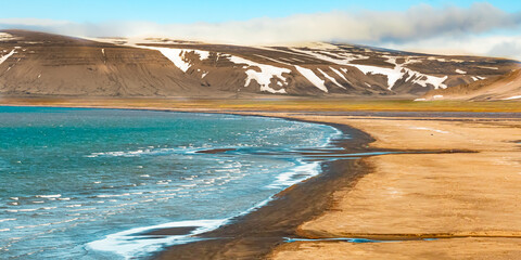 Arctic coastline scenery in Svalbard, Norway