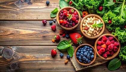 fruits, vegetables, nuts