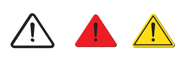 Caution vector icons. Warning icons. Caution alarm sign set. Danger signs. Warning attention icons