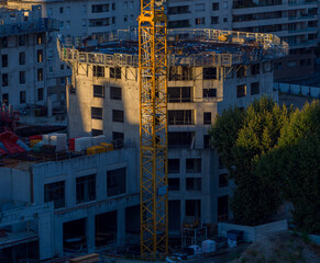 Modern Building Under Construction in Villeurbanne Skyscraper District, Lyon