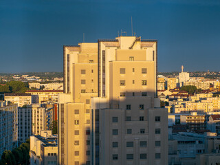 Villeurbanne Skyscraper Towers in Golden Hour Light, Lyon Skyline