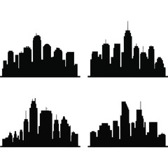 Naklejka premium New York City's skyline silhouette at night with its towering skyscrapers, a striking urban cityscape panorama