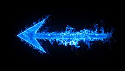 Blue fiery arrow pointing left