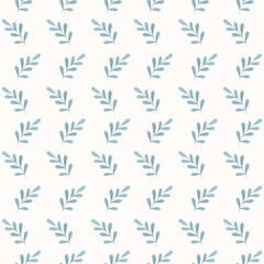 Seamless watercolor pattern with delicate blue leaves on a light background. Perfect for fabric, nursery decor, wallpaper, gift wrap, stationery and minimalist botanical designs.
