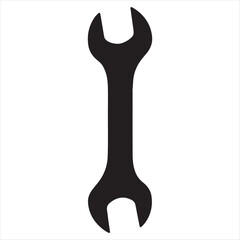Simple black silhouette of a double open end wrench isolated on a clean white background