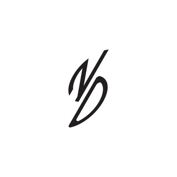 curved oval shape alphabet initial logo vector ND gaming monogram Black  letter