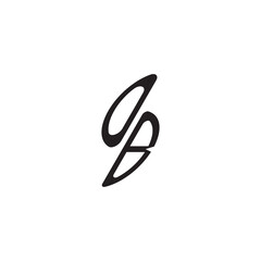 curved oval shape alphabet initial logo vector OB gaming monogram Black  letter