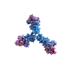 3D Render of a Trimeric Protein Structure with Gradient Color Scheme