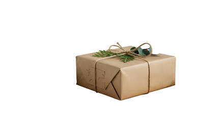 A thoughtfully wrapped gift anticipation in the air perfect for festive giving adorned with natural twine evergreen
