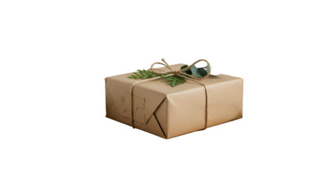 A thoughtfully wrapped gift anticipation in the air perfect for festive giving adorned with natural twine evergreen
