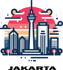 Obraz premium Jakarta indonesia logo icon vector white background .